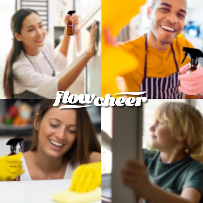 flowcheer Multi-Surface Cleaner Reusable Spray Bottles + All Purposes Cleaner Refills-Household&ampKitchen Cleaning-12 Pack Makes 204 fl oz Bottles of Spray Cleaner Lemon and Lavender Scent