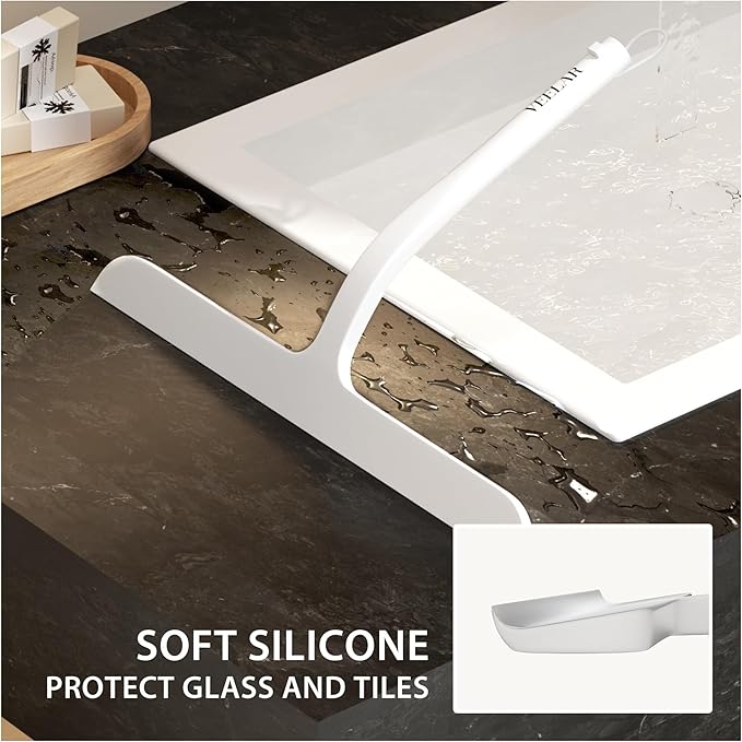 Shower Squeegee for Shower Glass Bathroom Glass Cleaning Tool with Hook Mount Squeegee for Glass Doors Window Cleaning Tile Shower Walls (White)