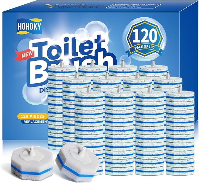 120pcs Bulk Pack of Disposable Toilet Brush HeadsToilet Wand Refills for Toilet Bowl Brush Cleaner PadsToilet Brush Replacement Compatible Heads with Most Toilet Brushes