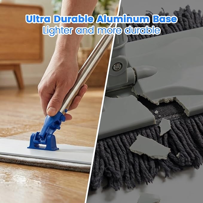 18 Professional Microfiber Mop Flat Mop with Aluminum Alloy Base&ampStainless Steel Handle for Floor Cleaning Wet Dry Dust Floor Mops for Hardwood Tile Laminate