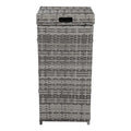 Henf 24-Gallon Outdoor Rattan Trash Can Wicker Waste Basket with Lid Corner Wastebasket Trash Bin w/Sturdy Metal Frame for Poolside Backyard Patio Kitchen