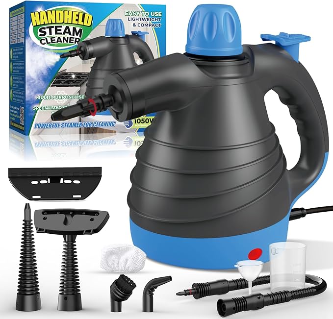 Handheld Steam Cleaner - 275°F High Temperature Fast Heating Multi-Purpose Portable Deep Steam Cleaner for All Surfaces With 9pcs Accessories 100% Chemical-Free Steamer for Cleaning Home Car Grout