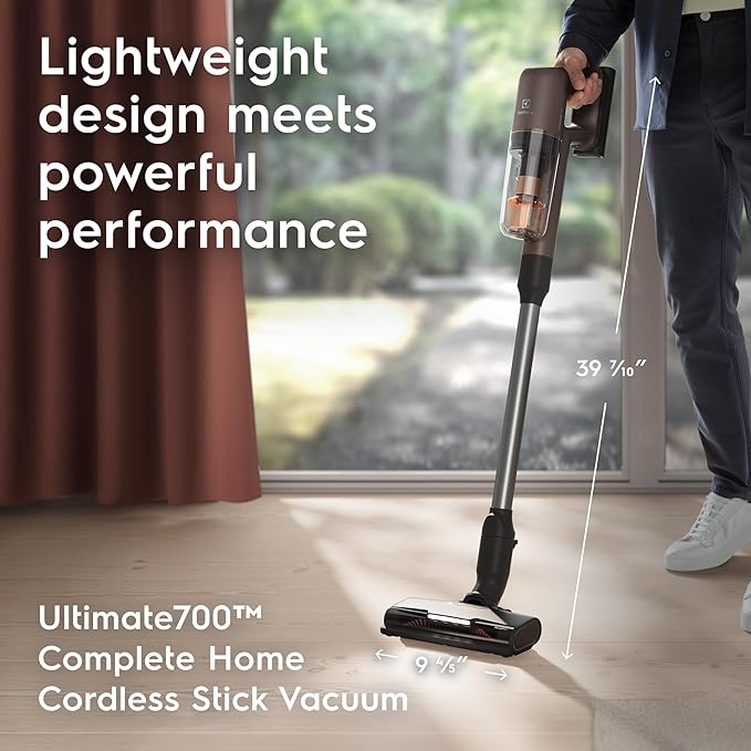 Electrolux Ultimate700 Complete Home Cordless Stick Vacuum with 3 Specialized Nozzles (Multi-Surface Hard Floor &amp Pet) 50-Minute Run Time 4 Power Modes Walnut Brown