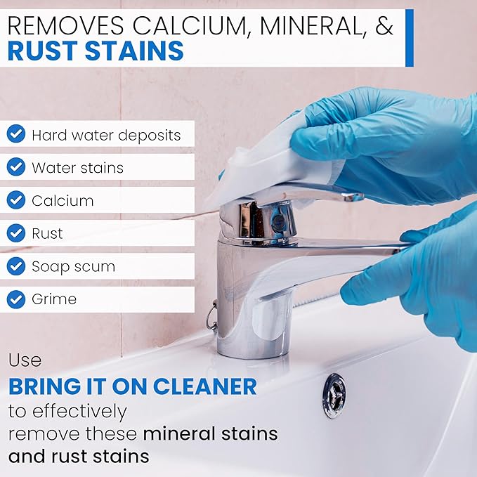 Bring It On Cleaner Hard Water Stain Remover Shower Door Cleaner Clean Tile and Grout Windows Fiberglass Tubs Chrome32 Ounce. - 2 Pack