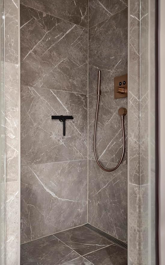 Zone Denmark Effortless Elegance Glass Wiper with Magnetic Holder for Stylish and Convenient Bathroom Maintenance Black 6.7x 8.3inches