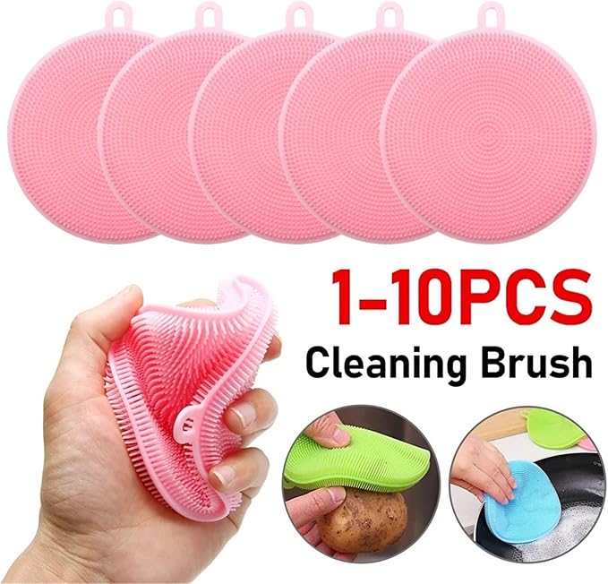 10-1PCS Silicone Cleaning Brushes Soft Silicone Scouring Pad Washing Sponge Dish Bowl Pot Cleaner Washing Tool Kitchen Accessori(8 pcs)