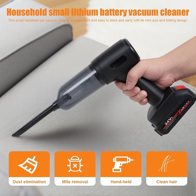 Cordless Car Vacuum CleanerPortable Handheld Vacuum Cleaner 10000Pa High Power Car Vacuum 60W Portable Vacuum Cleaner for CarOfficeHomePet Black
