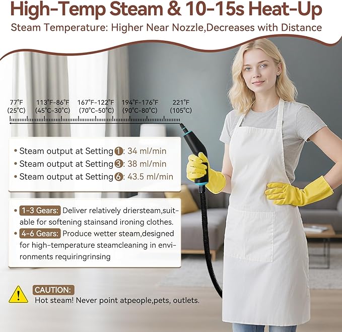 Handheld Steam Cleaner with 1.32 Quarts Tank &amp 15s fast Heat-Up 13 Attachments.Portable High Pressuer Hand Held Stemer for homeKitchen Bathroom Windows and Floors.Steamer for Cleaning