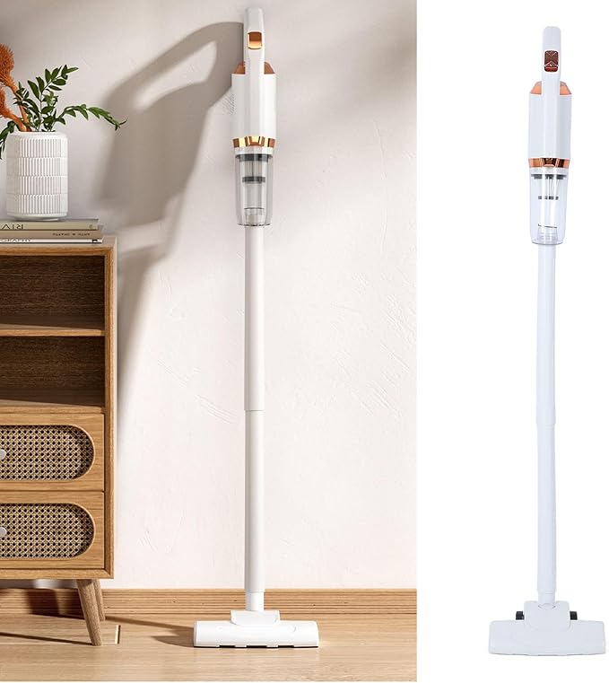 Cordless Stick Vacuum Cleaner 600ml Dust Cup Cordless Stick Vacuum for Sofa (White)