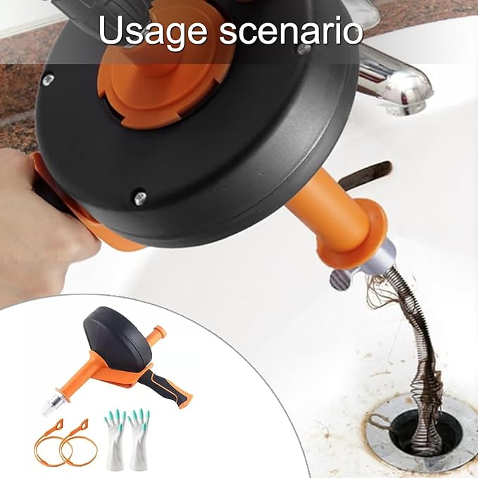 Manual and Electric Drain Cleaner with Steel Spring for Kitchen Sink Bathroom Toilet Clog Removal Ergonomic Handle