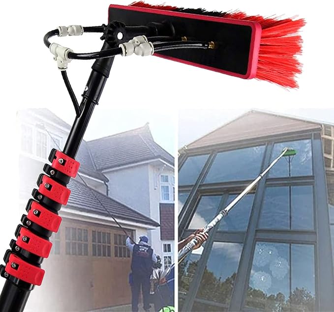 Window Cleaning Kit with Extension PoleWater Fed Telescopic BrushOutdoor Window CleanerWater Fed Brush Spray Washer Cleaning Photovoltaic and Solar Panels3.6m