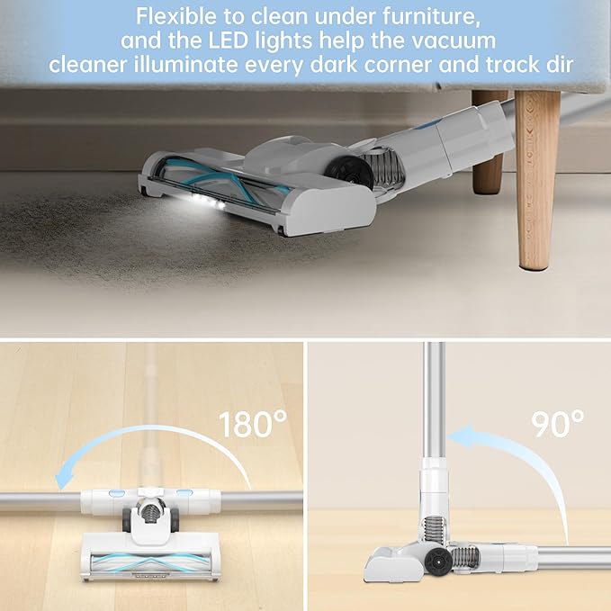 Cordless Stick Vacuum Cleaner 45KPA Powerful Suction 50Mins Runtime Lightweight 6-in-1 Vacuum with LED Touch Screen Anti-Tangle for Pet Hair Hard Floor Carpet Home Car