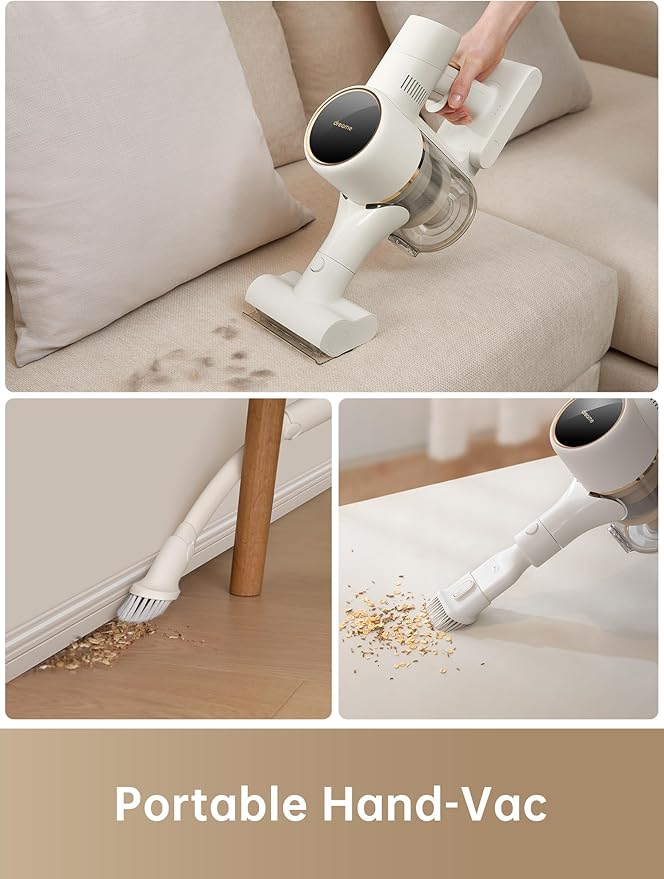 DREAME Cordless Stick Vacuum Cleaner for Home Powerful 120AW Suction with Anti-Tangle Brush LED Headlights Five-Layer Filtration Up to 60 Mins Handheld Vacuum Deep Clean Hair Hard Floor Carpet