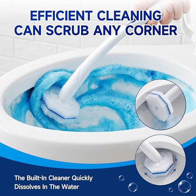 50 Count Toilet Wand Refills Compatible for Clorox 5X Cleaning Power Toilet Bowl Cleaners &amp High-Density Disposable Toilet Brush Scrubber - No Falling Apart Instant Foam Cleaning