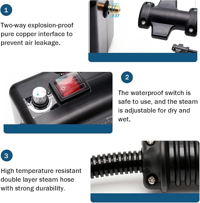 High Pressure Steam Cleaner 2600W Handheld Steam Cleaning MachinePortable High Temperature Cleaning kit for or Kitchen Bathroom Furniture Car Seat