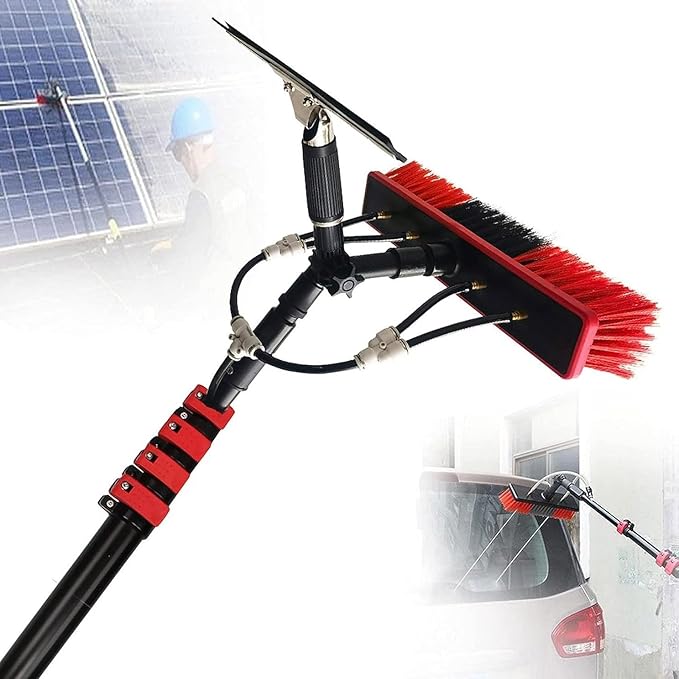 3.6-10.8m Solar Panel Cleaning Kit Glass Cleaning Brush Telescopic Hydrocleaner Telescopic Brush with Telescopic Rod Water Fed Pole Kit Window Cleaning Brush Outdoor Windo