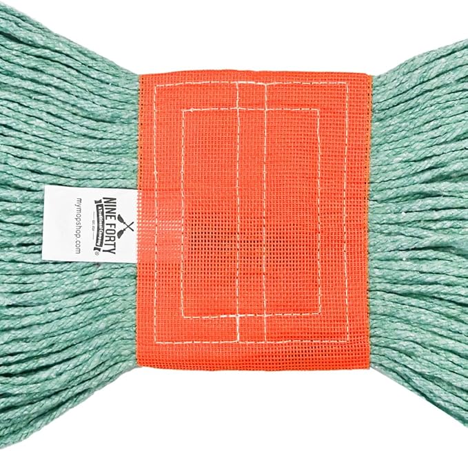 Nine Forty 2-Pack Industrial and Commercial-Grade Looped End Wet Mop Head Refill - Heavy Duty 20 Inch 4-Ply Premium Synthetic Yarn - for Optimal Absorption and Durability - Green (2 Pack Large)
