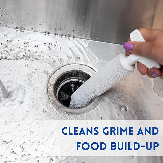 Universal Garbage Disposal Cleaner and Deodorizer 12 Long Sink &amp Drain Brush Cleaner for Eliminating Residues &amp Odor Sturdy T-Grip Handle USA Made Sink Disposal Cleaning Brush by FryOilSav