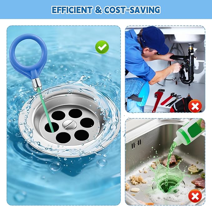 Drain Cleaner Spiral Pack of 5 Anti-Brupture Steel Drain Spiral Drain Cleaner Sticks 90 cm Pipe Cleaning Spiral Flexible Spiral Drain Pipe Cleaning for Sink Sewers