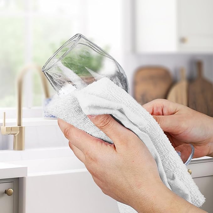 Avalon Towels Bar Towels (Pack of 36) Size 14x17 Inches – 100% Cotton Absorbent and Reusable Cleaning Rags Multipurpose Cleaning Towels Terry Cloth Rags Durable Shop Rags (White)