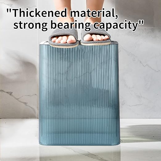 Transparent Trash Can Bathroom Trash Cans with Lids 2.6 Gallon Garbage Can for Bedroom Office Plastic Slim Waste Basket with Press Top Lid 10L Clear Trash Bin for Home Kitchen (Blue)
