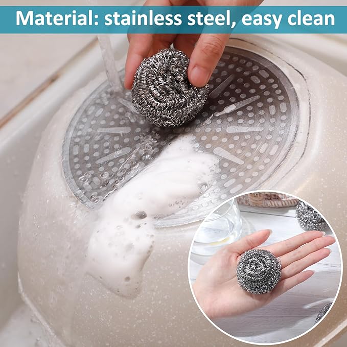 300 Pcs Stainless Steel Wool Scrubber Bulk Steel Wool Sponges Pack Metal Dishwashing Wire Scouring Pads Heavy Duty Clean Dish Pot Pan and Oven for Cleaning Kitchen Bathrooms and More