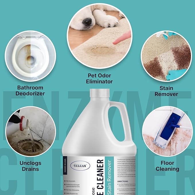 Multi-Purpose Probiotic Enzyme Cleaner Made in USA - Stain and Odor Remover - Concentrated - Professional &amp Home Strength Drains Floors Bathrooms Toilets Trash Can