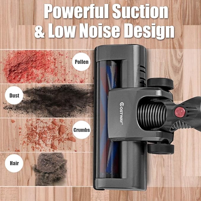 COSTWAY 16KPa Cordless Bagless Vacuum Cleaner Lightweight Stick Handheld Vacuum with HEPA Filtration and Brushless Motor Detachable Lithium Battery Rechargeable Ideal for Pet Hair Home Hard Floor