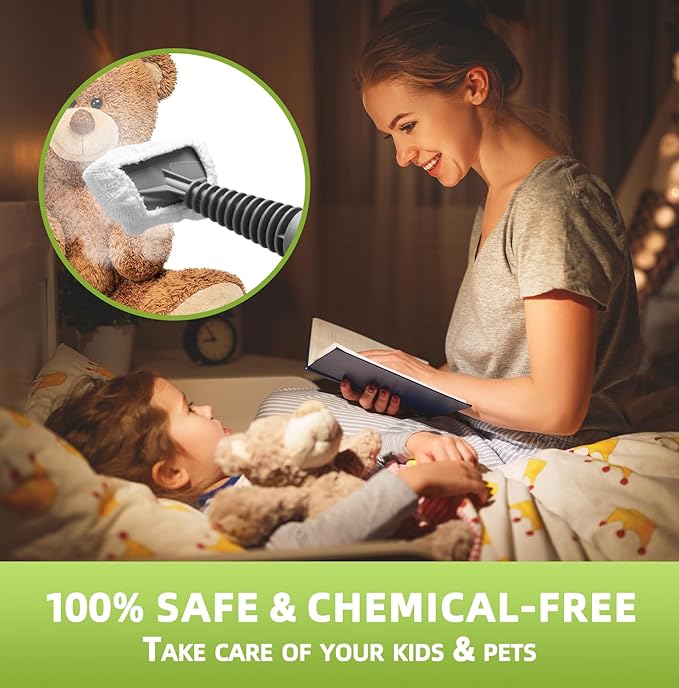 Handheld Steam Cleaner Pressurized Multi-Surface Steam Shot with 13 Accessories Safety Lock Steamer for Cleaning Floor Upholstery Grout Windows Couch and Car White