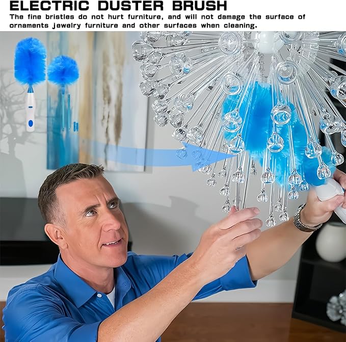 Electric Duster Brush-180°Electric Duster Multi-Function Automatic Electrostatic Adsorption Brush Cleaning Tool for Furniture Window and Bookshelf