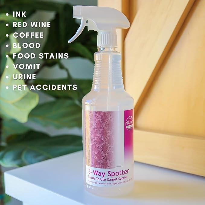 Don Aslett 3-Way Spotter (1 Liter Bottle Pack of 2) Stain Remover Odor Eliminator Carpet Protector | Ready-to-use Rug Deodorizer and Spots Cleaner | Remove Carpet Stains with Enzymes