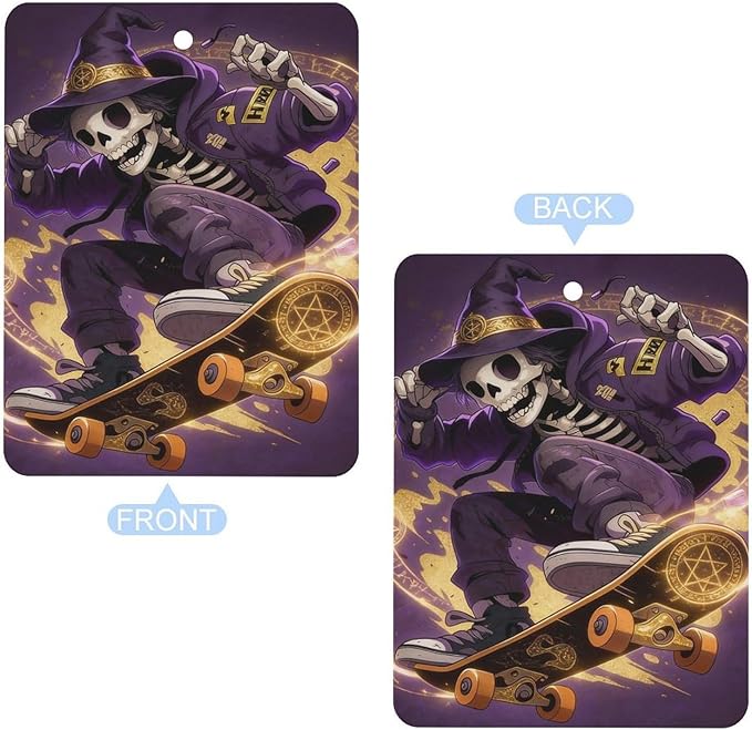5PCS Car Air Freshener Hanging Personalized Double Sided Wizard Skull Car Fresheners Long Lasting New Cars Scents Cute Automotive Freshies for Closets Drawers (tea)