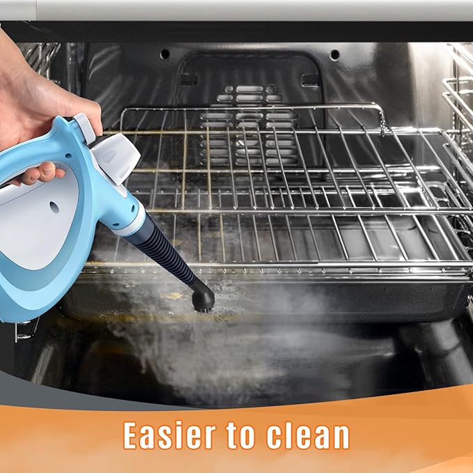 Pressurized Handheld Multi-Surface Natural Steam Cleaner with 12 pcs Accessories Multi-Purpose Steamer for Home Use Steamer for Cleaning Floor Upholstery Grout and Car (Blue)