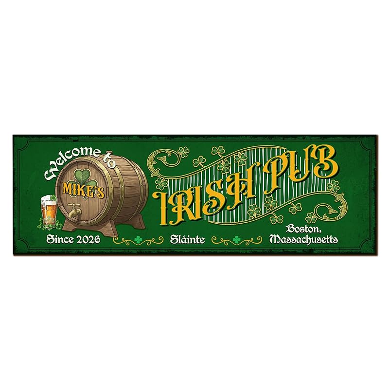 Personalized Irish Bar Mat St Patrick's Day Decor Bar Basement Lucky Shamrock Spill Barmat Dish Drying Mat Irish Decor (03)