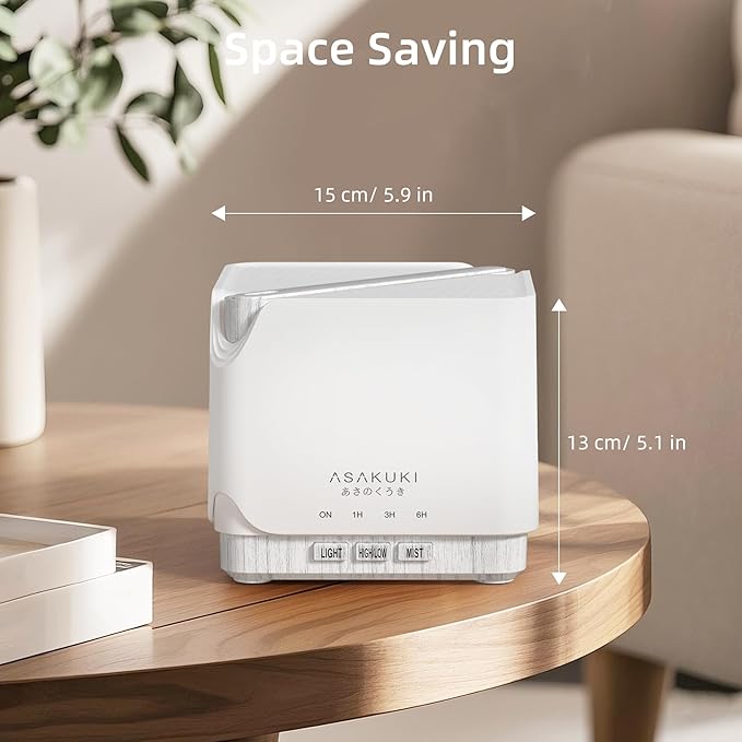 ASAKUKI Essential Oil Diffuser for Home Large 700 ml Humidifier with Automatic Shut-Off Quiet Aromatherapy Diffuser with 7 LED Lights for Living Room Kitchen Bedroom Hotel - White