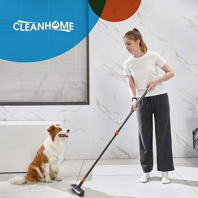 Floor Scrub Brush Tile Tub Scrubber Brush with 4 Different Cleaning Heads Shower Brush with 56” Extendable Long Handle Scrubbers for Cleaning Kitchen Bathroom Tub Tile Wall