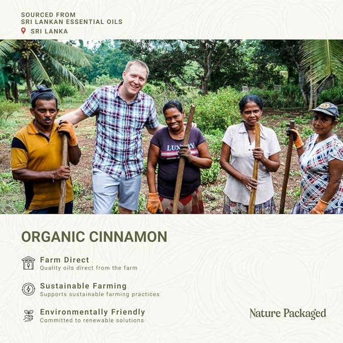 Organic Cinnamon Essential Oil - Direct from Sri Lankan Essential Oils - 100% Pure - Natural Aceite de Canela for Aromatherapy &amp Wellness - Premium Grade (15ml)