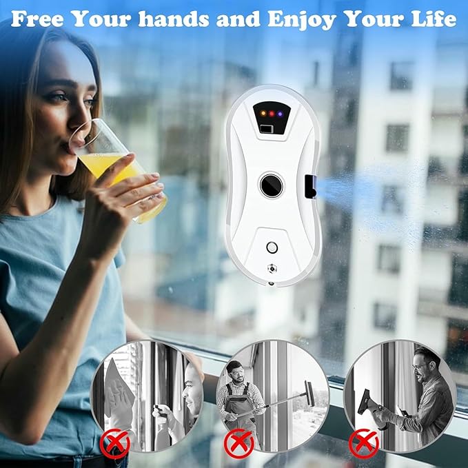 Intelligent Window Cleaning Robot 5600Pa Window Cleaner Robot Multiple Safety System for High-Rise Windows Ceiling Outdoor Indoor