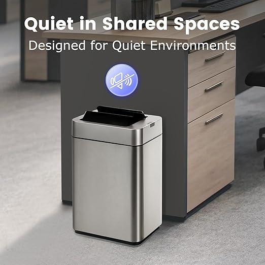 Sensor Trash Can with Butterfly Lid 2.6 Gallon Rectangular Automatic Garbage Can Stainless Steel Trash Bin Slim Waterproof Wastebaskets with Lid Soft Close for Under Counter Silver