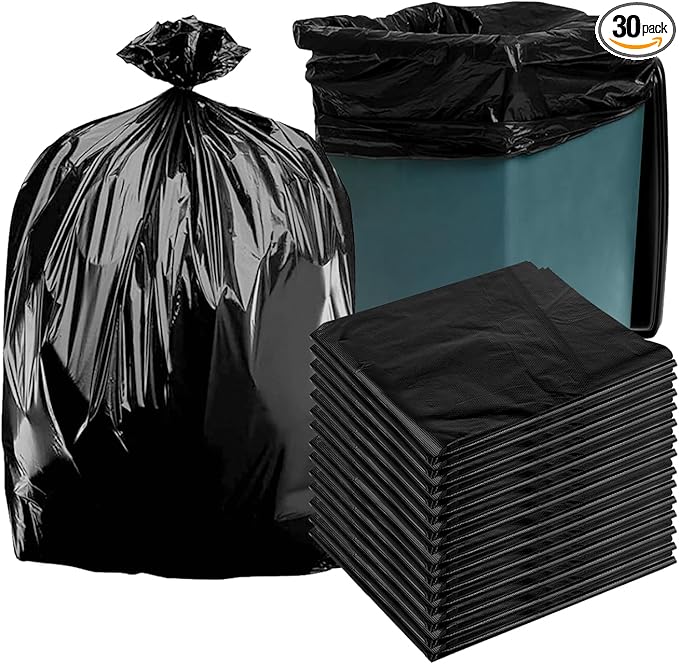 45-50 gallon heavy duty trash bags 39.37x47.24 inches black extra strong construction &amp yard bags for commercial industrial garden waste leakproof &amp puncture resistant(30 pieces）