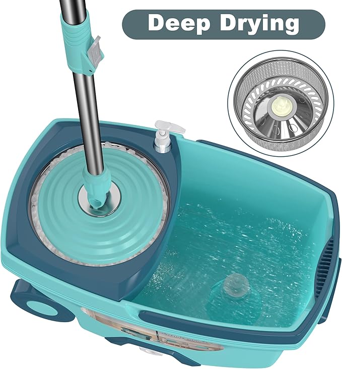 Spin Mop and Bucket System Mop and Bucket with Wringer SetMops for Floor CleaningHousehold Supplies Tools with 6 Replacement Refills61 Extended Handle for Household Hardwood Floor - Green