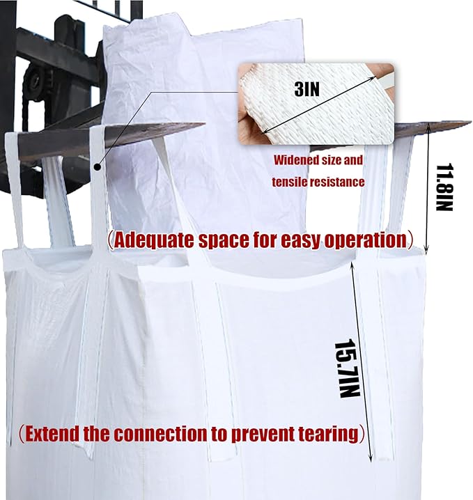 10Pack Aolikebao FIBC Bulk Bag1.5 Ton Bag 35.4L x 35.4W x 43.3H3300lbs SWL Safty Factor 3:1Woven Polypropylene BagsTop Circular Feed Inlet Flat Bottom (10)