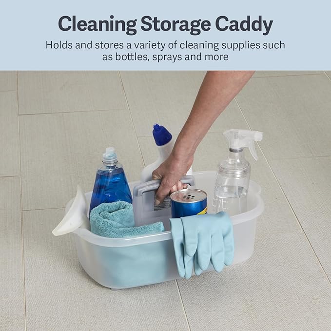 Casabella Plastic Multipurpose Cleaning Storage Caddy with Handle 1.5-Gallon Clear