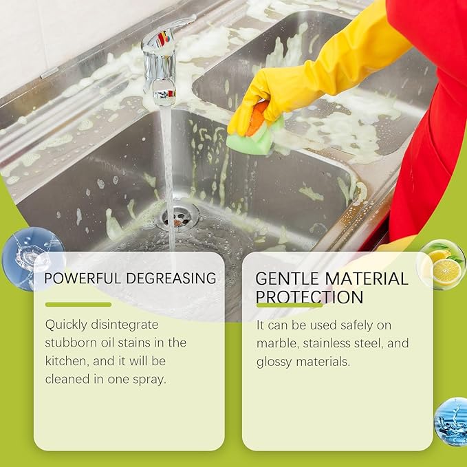 Multi-Surface Cleaner For Kitchen &amp Bathroom - Removes Grease Stains &amp Limescale - Safe For Marble Stainless Steel(2PCS)