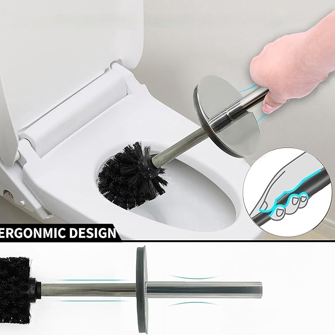 Vince Camuto Toilet Bowl Brush with Holder Durable Bathroom Cleaning Tool Modern Design for Easy Toilet Maintenance Bathroom Cleaner Brush for Efficient Cleaning and Hygiene