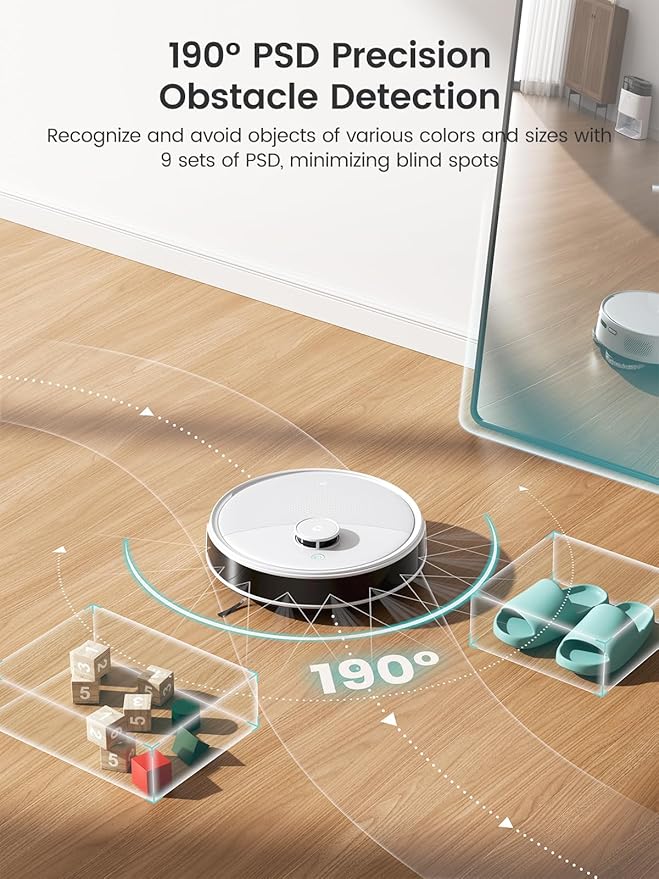 Lefant M3 Robot Vacuum Auto Mop Washing 12000Pa Suction Self-Emptying &amp Refilling 9mm Mop Lifting 200RPM Spinning Mops Smart Obstacle Avoidance White