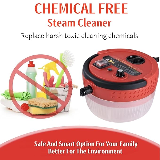Handheld Steam Cleaner 2500W Powerful Steamer for Cleaning Home Upholstery Car and More 15s Heat-Up Portable Steam Cleaner for Deep &amp Multi-Surface Cleaning (Red)