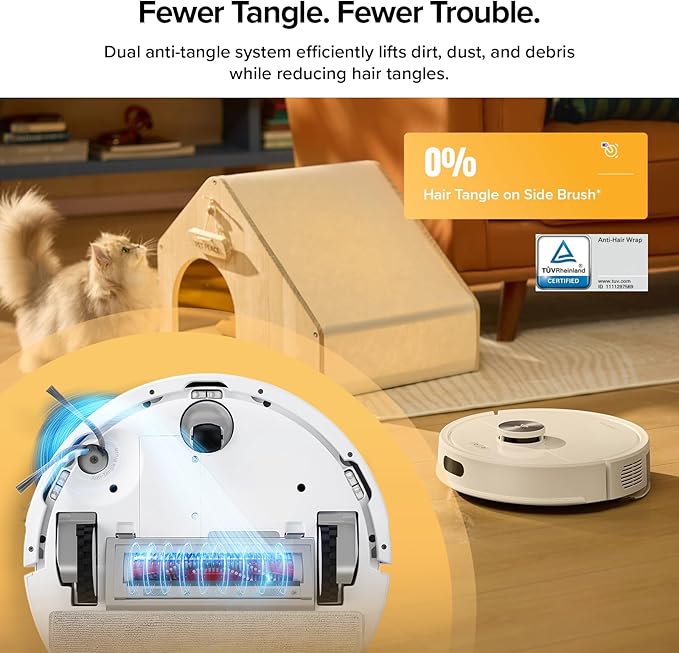 roborock Q7 M5+ Robot Vacuum and Mop Upgraded from Q5 Max+ Up to 7-9 Weeks Self-Empty 10000Pa Suction Dual Anti-Tangle System for Pet Hair &amp Carpet PreciSense LiDAR Navigation App Control W