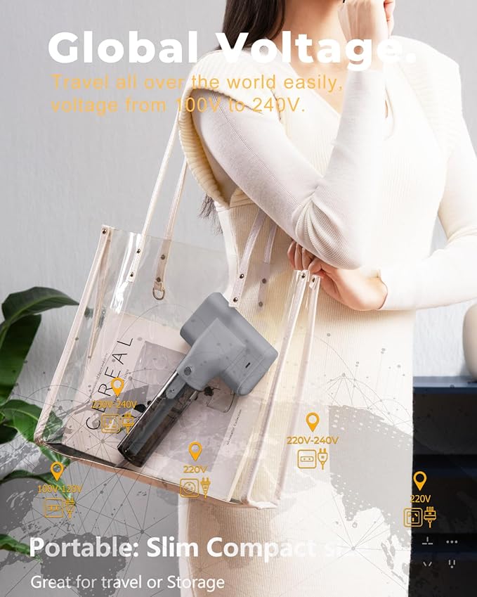 G10 Pro Steamer for Clothes Global Voltage Adaptation Handheld Garment Steamer Dual Steam Modes1200W Mini Steam Iron for Travel and Home (110-240V Cool Gray)