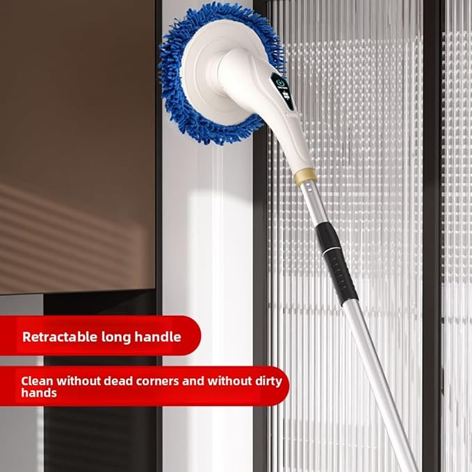 Cordless Electric Spin Scrubber with 2/6/8 Heads for Elderly 59 Extendable Handle 2 Speeds 480RPM 4000mAh Battery IPX7 Waterproof for Bathroom Shower Tile Floor Kitchen (6 Heads)